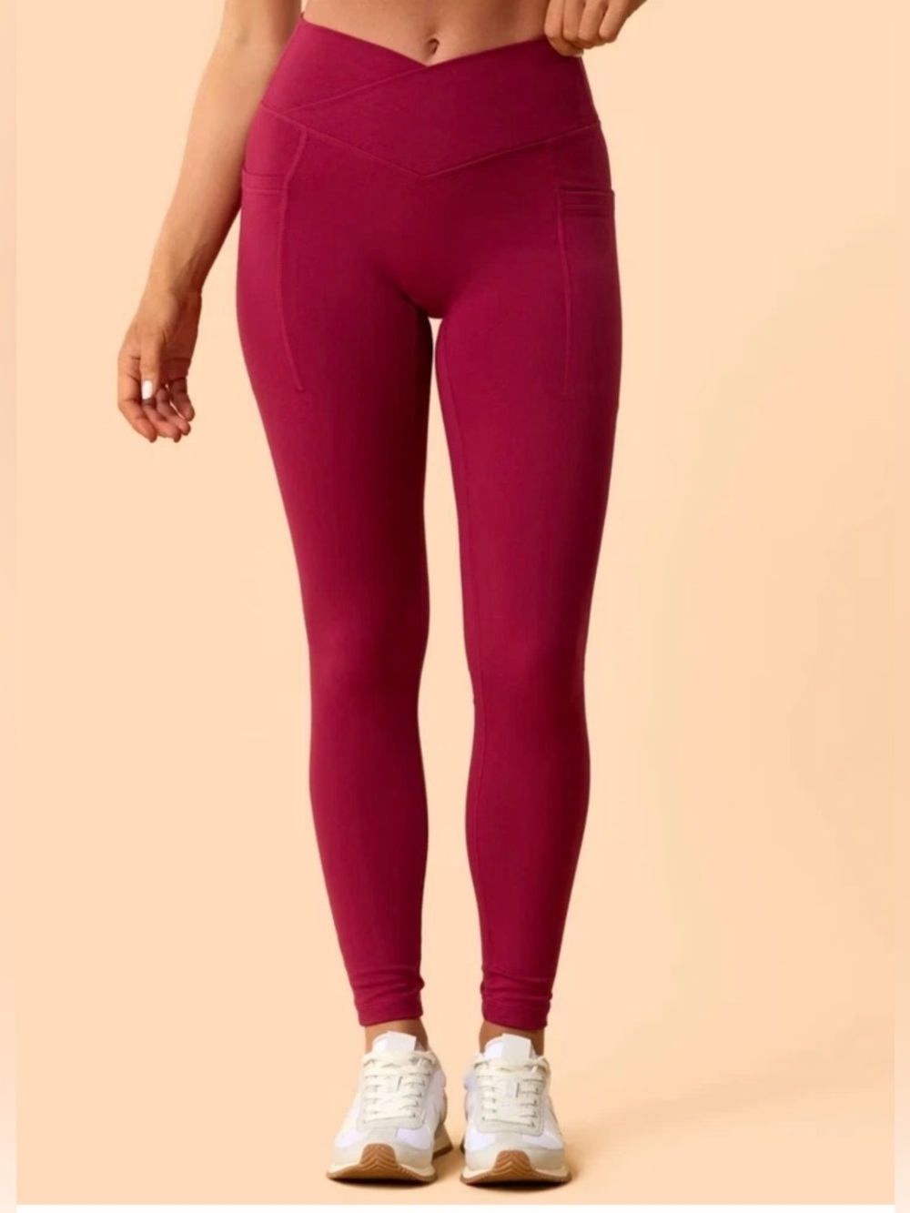 Blogilates Women's Crisscross High-Rise Leggings - Burgundy, M